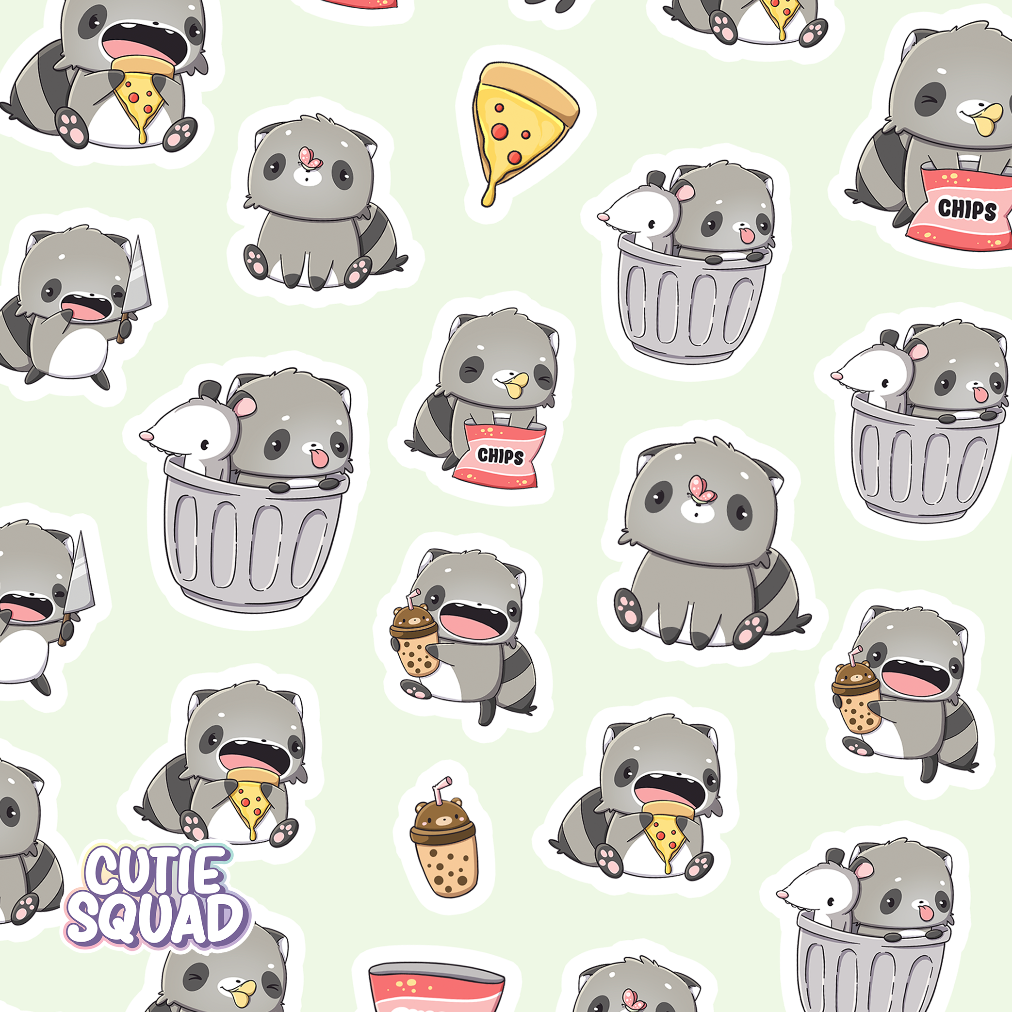 Wacky Raccoons Sticker Sheet | CutieSquad