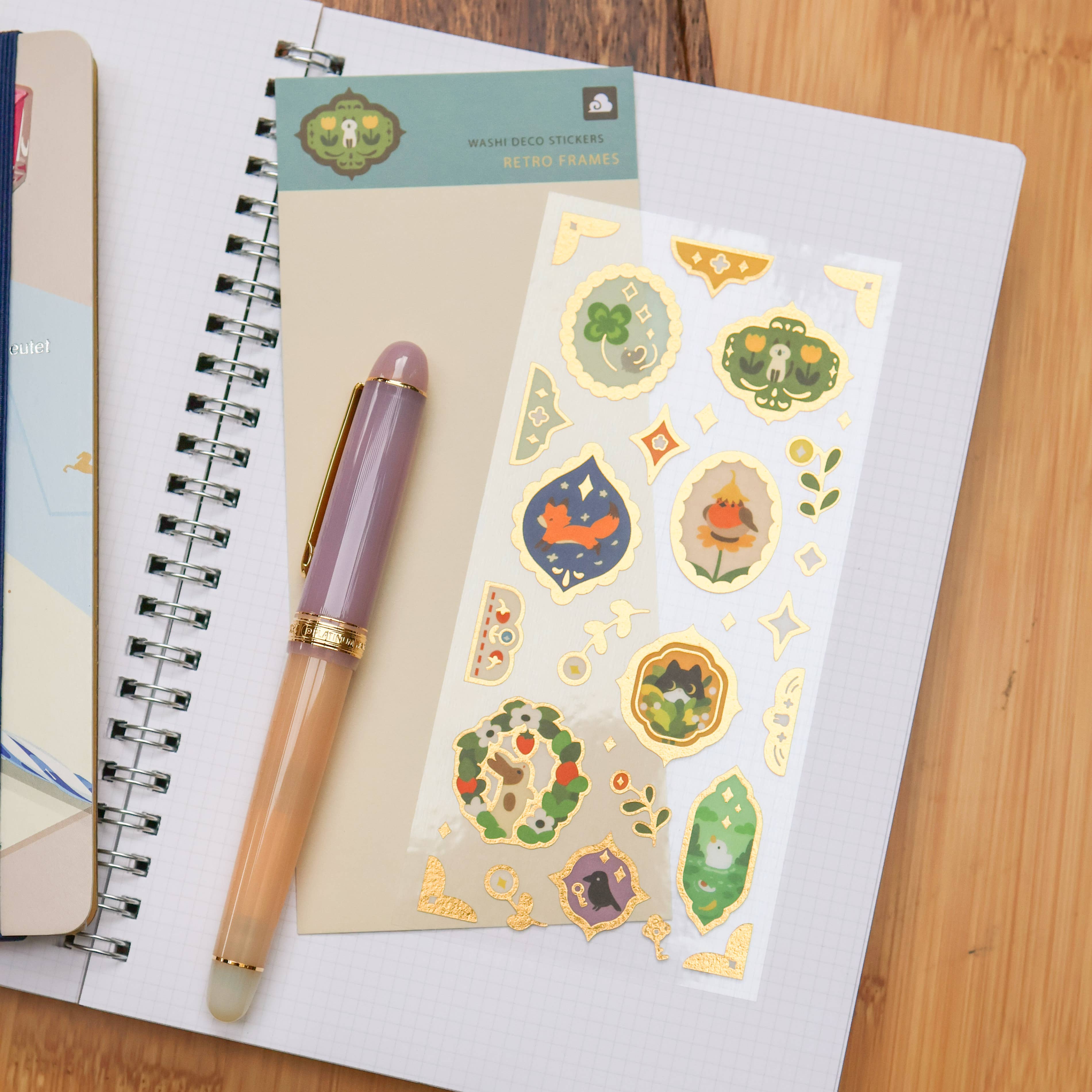 Thousand Skies Retro Frames (Gold Foil) Sticker Sheet - Foil Accents Cute for Journaling