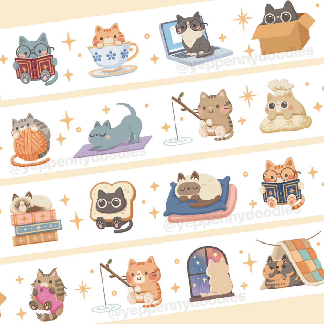 Cats Doing Cat Things Washi Tape by Yeppenny Doodles | Papertail Fox