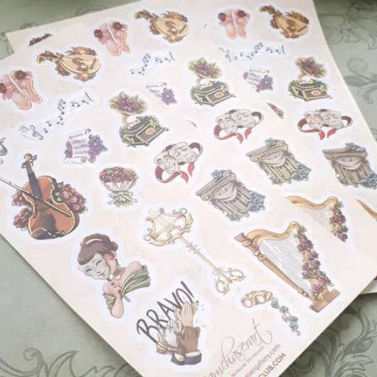 Classical Theatre and Music Planner Sticker Sheet | Dreamchaserart - Papertail Fox