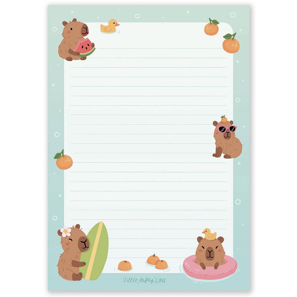 A5 Capybara Beach Day Double Sided Notepad