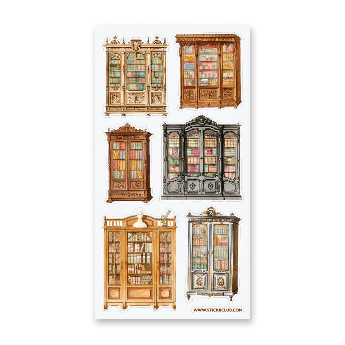Antique Bookshelves Sticker Sheet by Stickii | Papertail Fox
