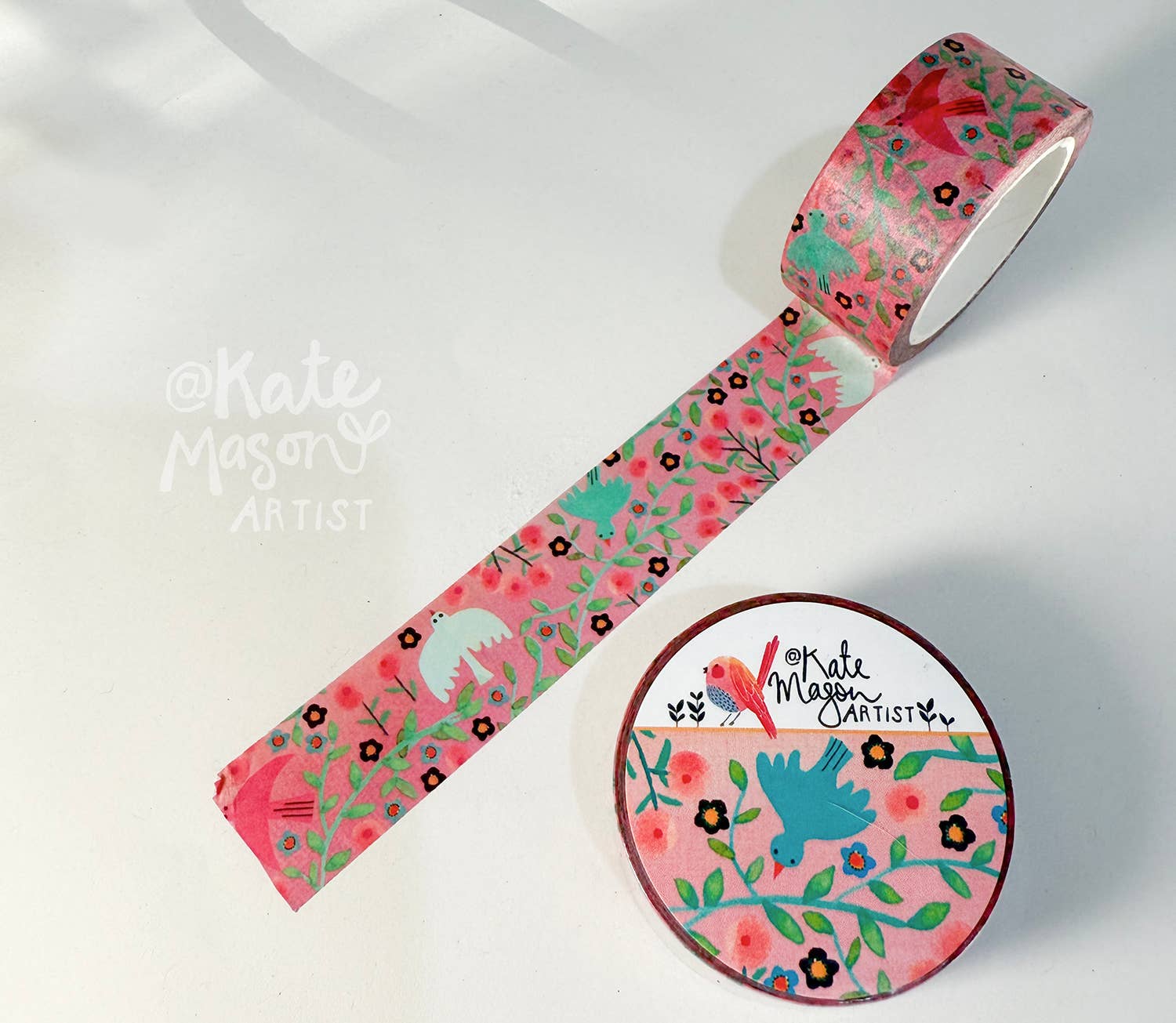 Bird Vine Pink Washi Tape by Kate Mason Artist | Papertail Fox