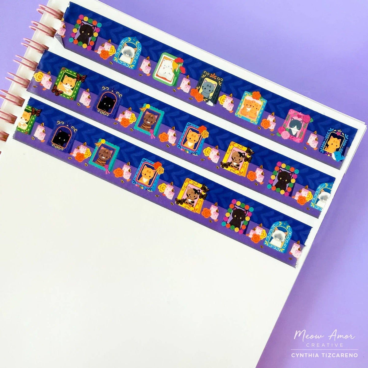 Ofrenda Cat Frames Gold Foil Washi Tape | Meow Amor Creative