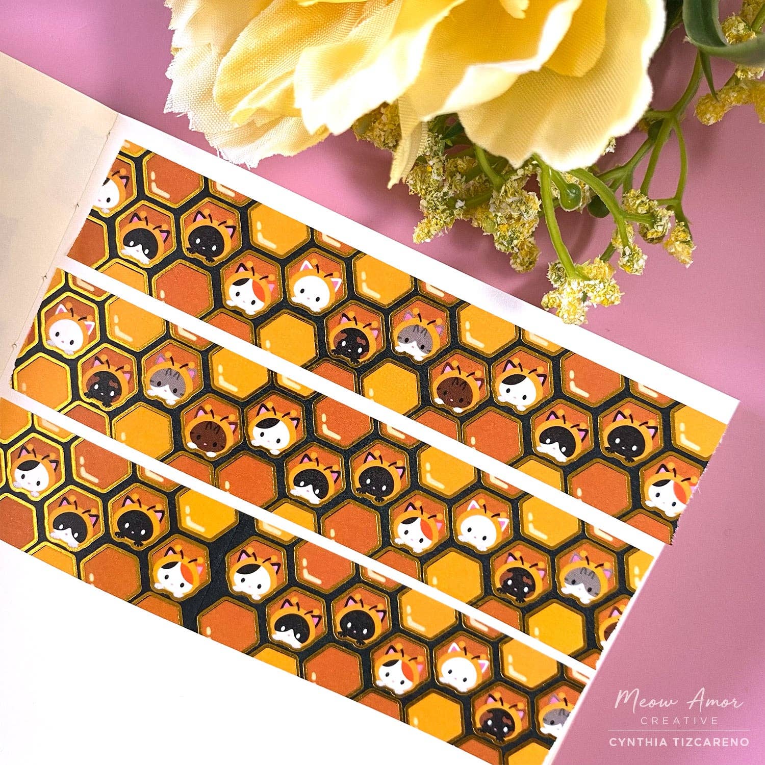 Bee Hive Gold Foil Washi Tape | Meow Amor Creative