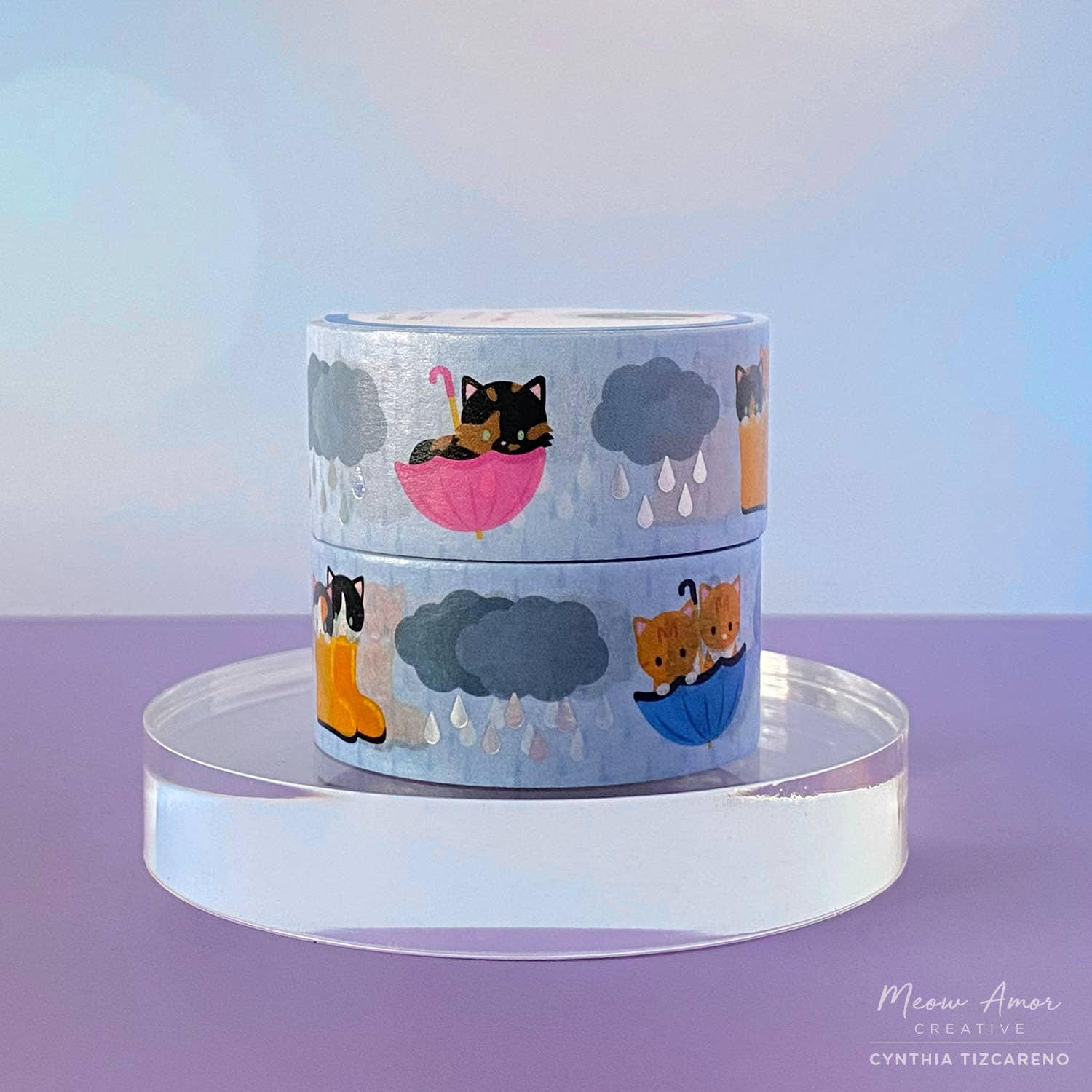 Rainy Day Cats Holo Foil Washi Tape | Meow Amor Creative