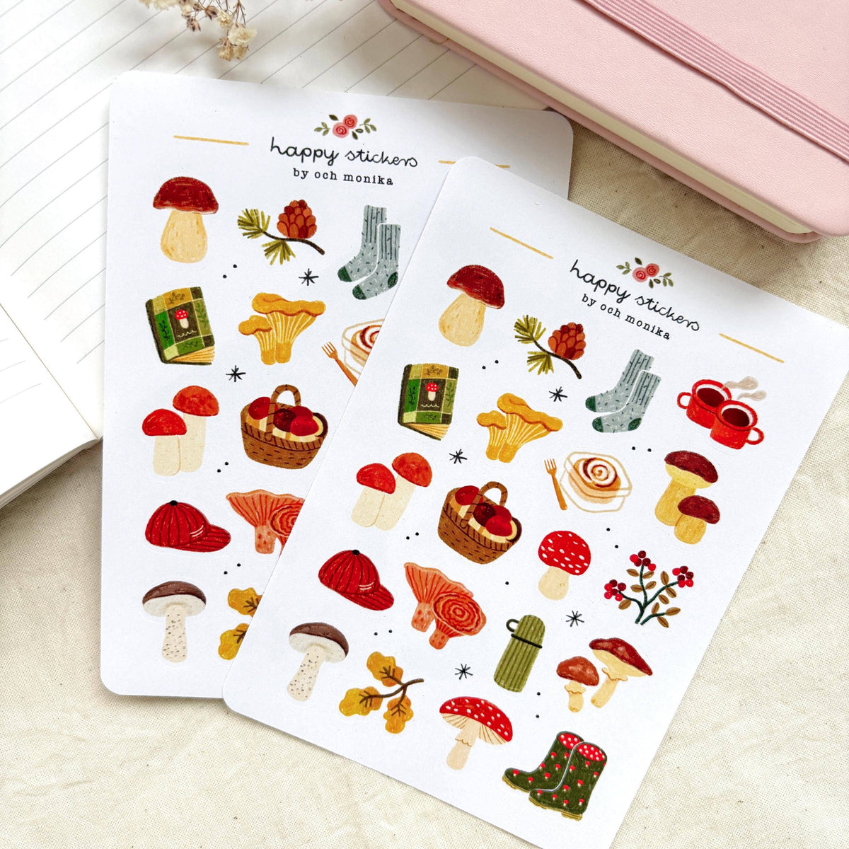 Mushroom Picking Sticker Sheet | Och Monika