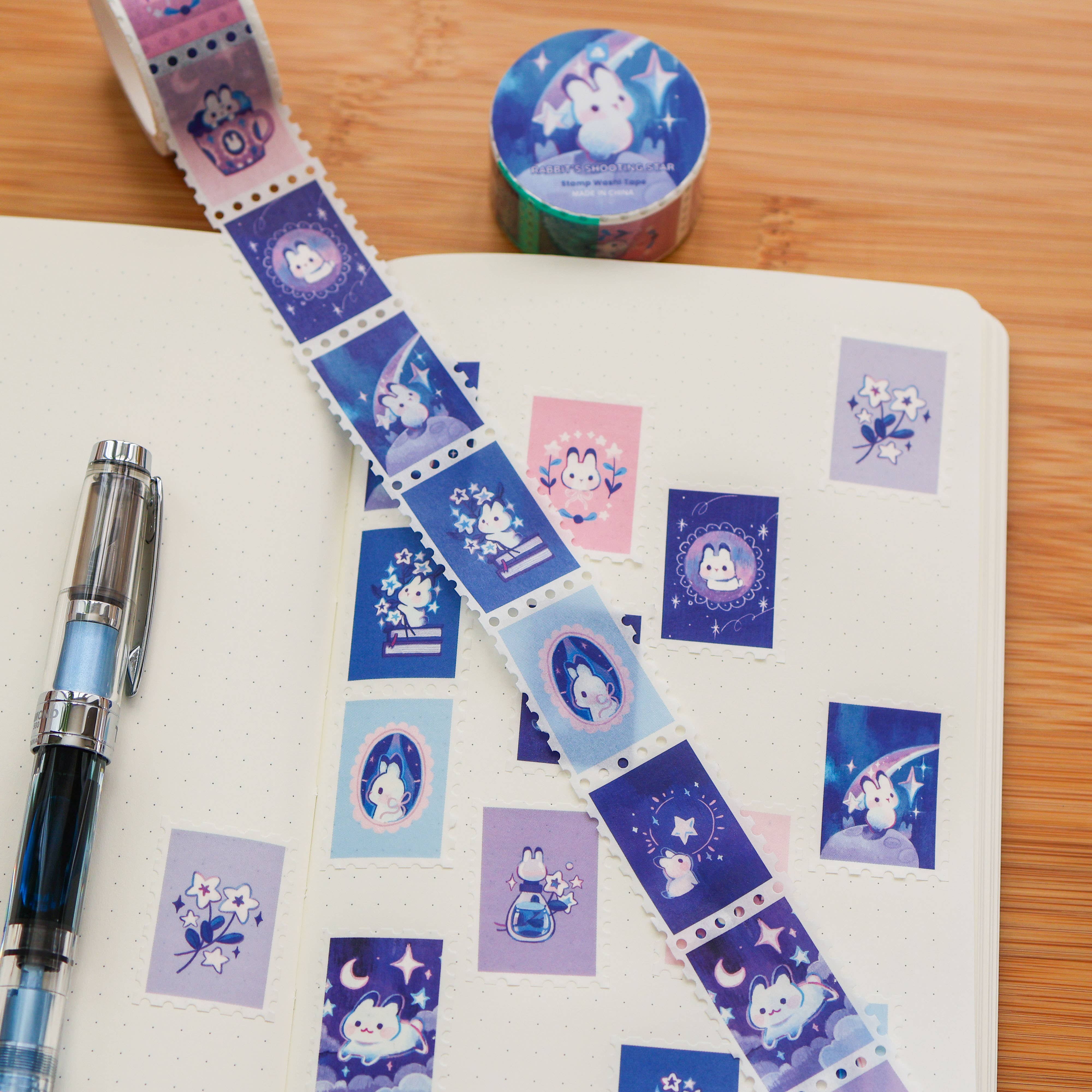 Thousand Skies Rabbit's Shooting Star Stamp Washi Tape - 25mm Animal Theme