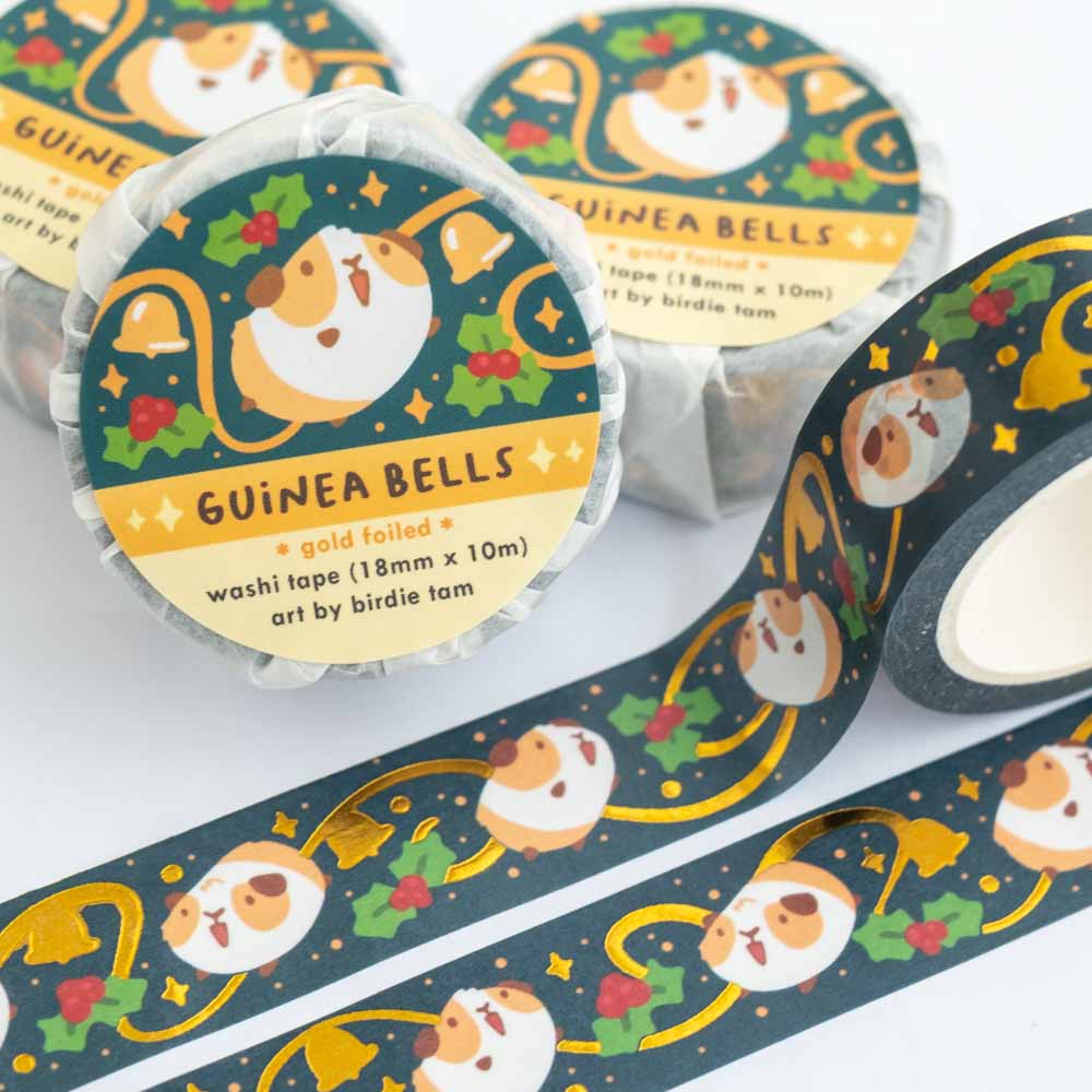 Guinea Bells Gold Foil Washi Tape by Birdie Tam | Papertail Fox