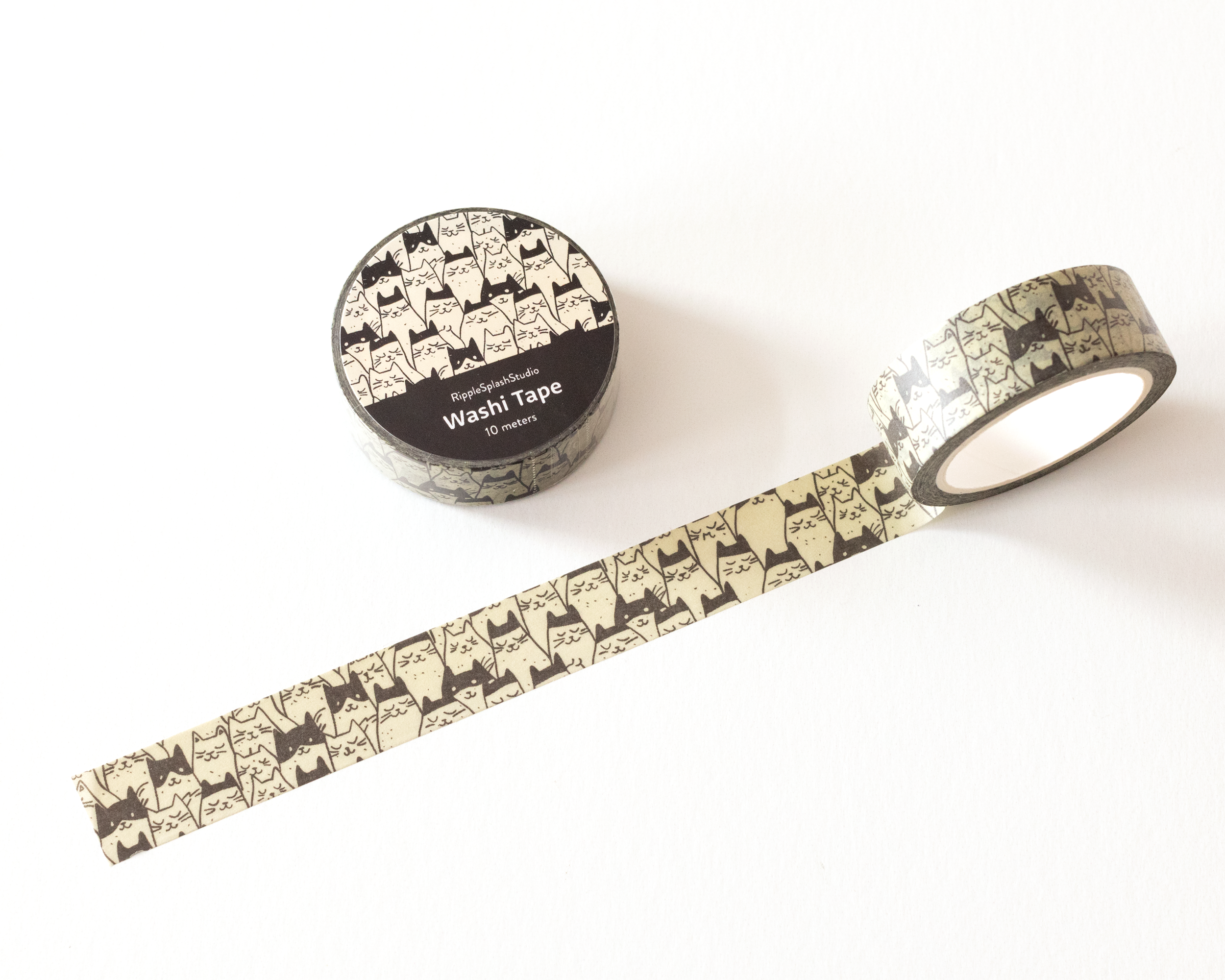 Minimal Cat Pattern Washi Tape by RippleSplash Studio | Papertail Fox