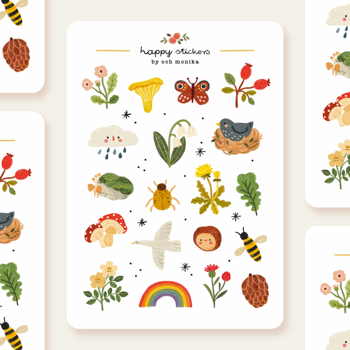 Nature Sticker Sheet by Och Monika | Papertail Fox