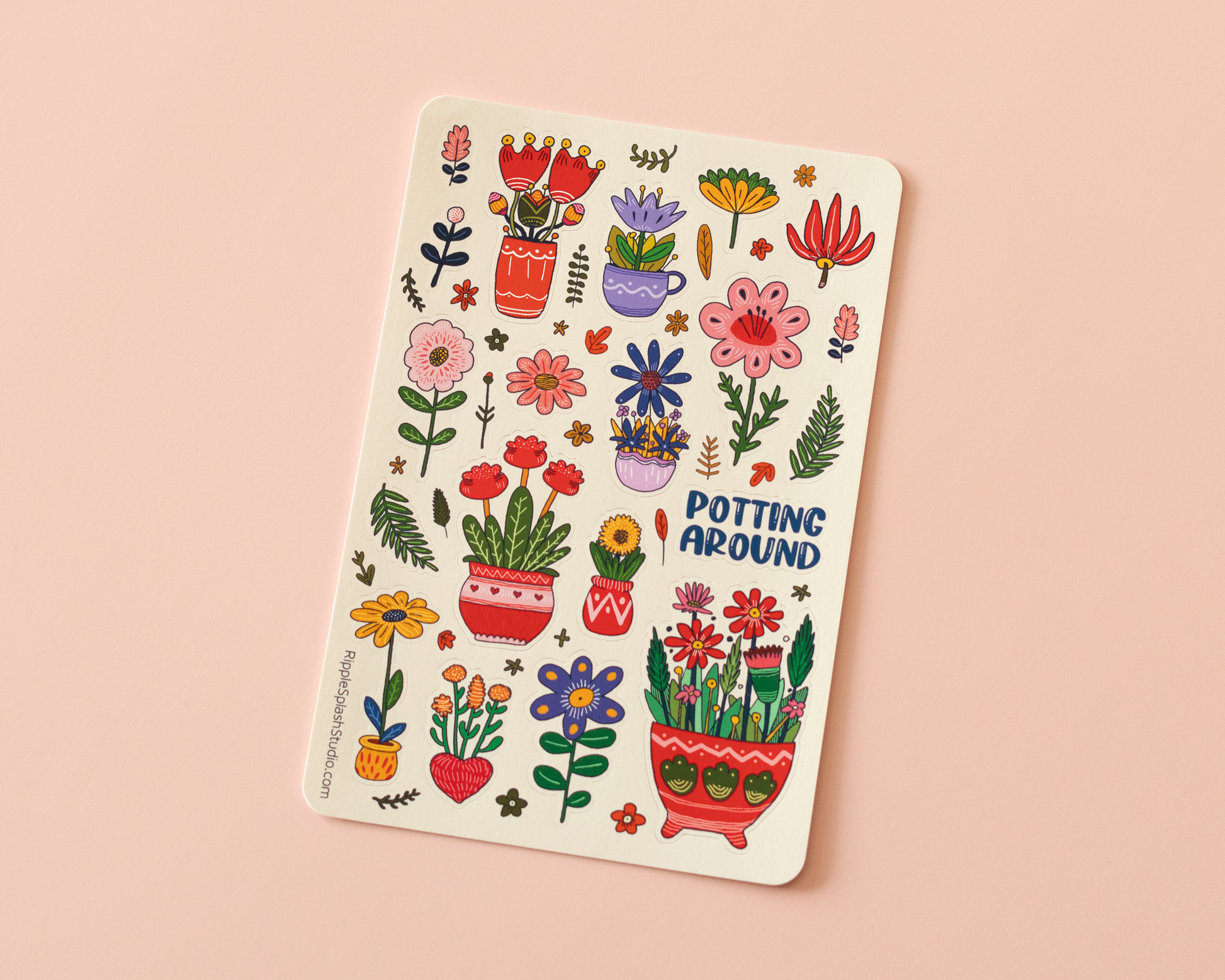 Flower Pot Sticker Sheet by RippleSplash Studio | Papertail Fox