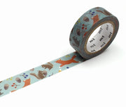 Embroidered animal washi tape by MT | orange fox and brown squirrel on cream background | Papertail Fox