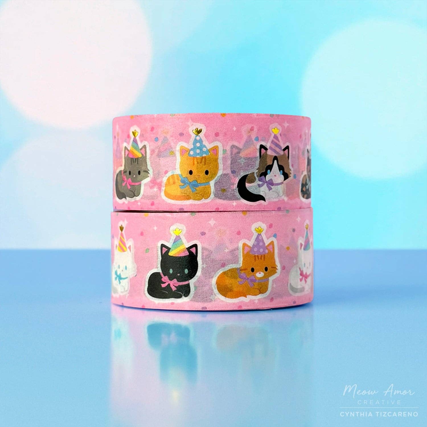 Party Cats Gold Foil Washi Tape | Meow Amor Creative