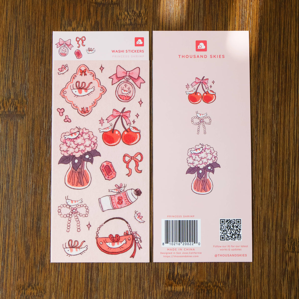 Princess Shrimp Washi Sticker Sheet | Thousand Skies