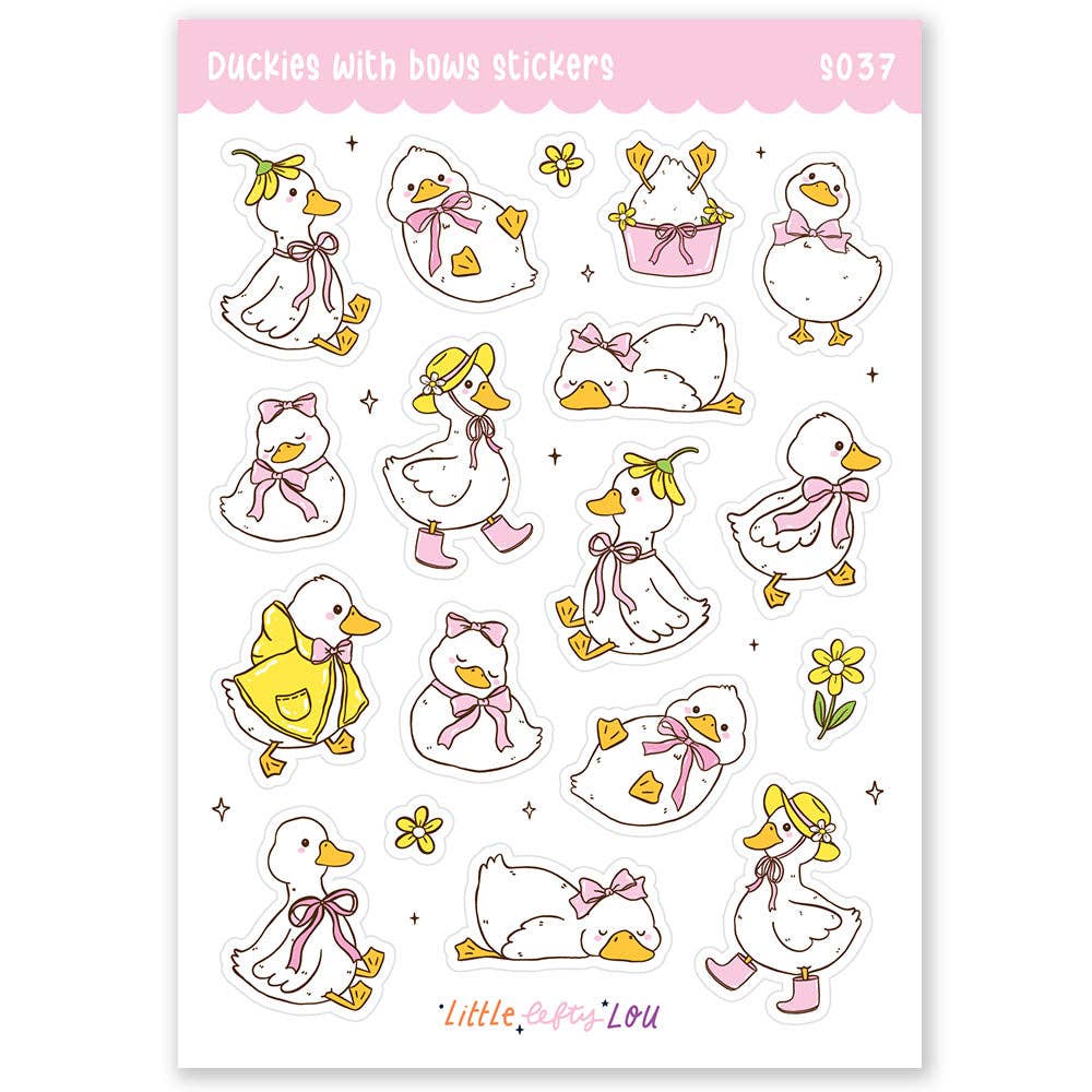 Duckies With Bows Waterproof Stickers (S037)