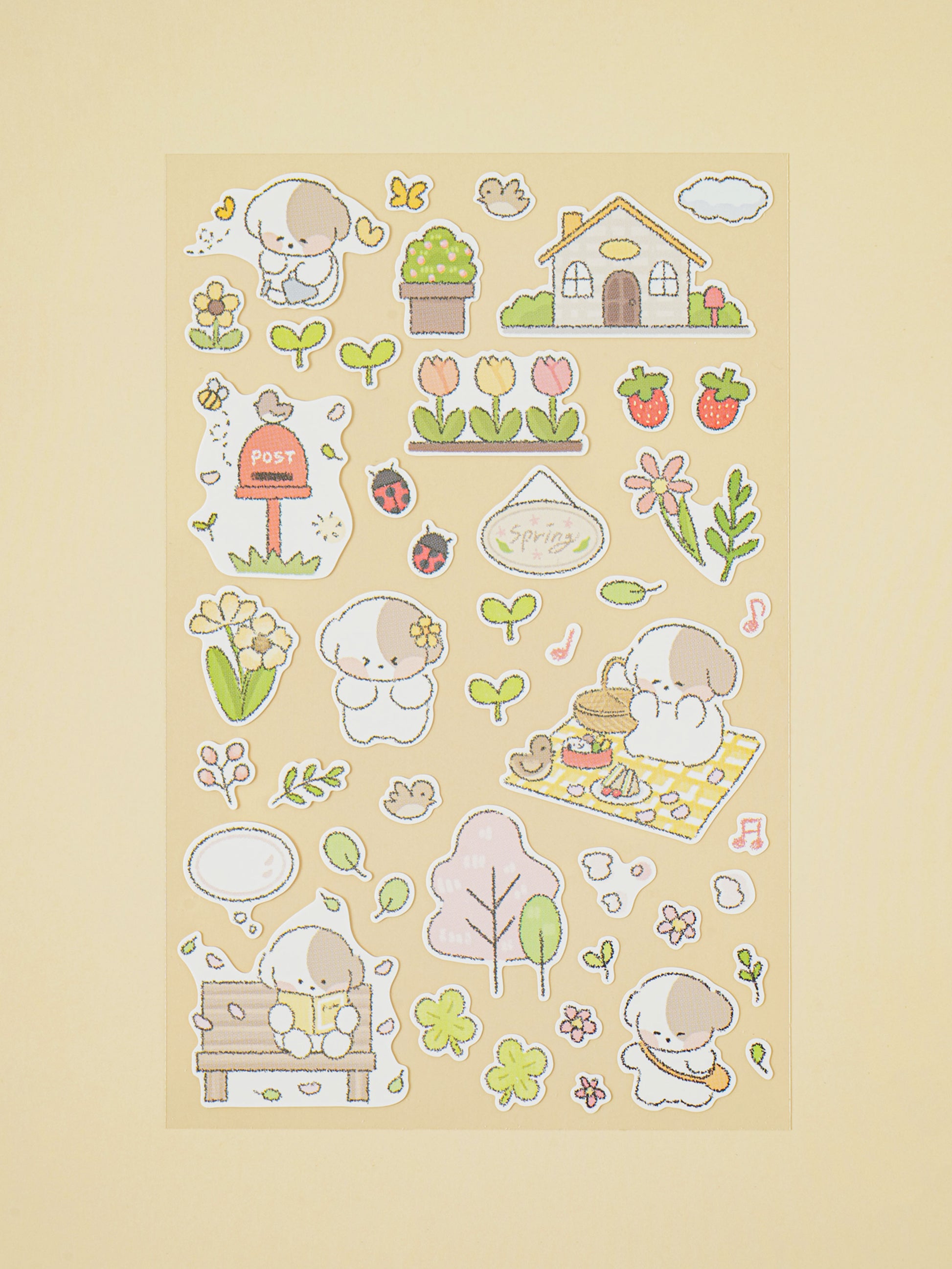 Four Seasons Puppy 4 Sheet Sticker Set by Daiso | Papertail Fox