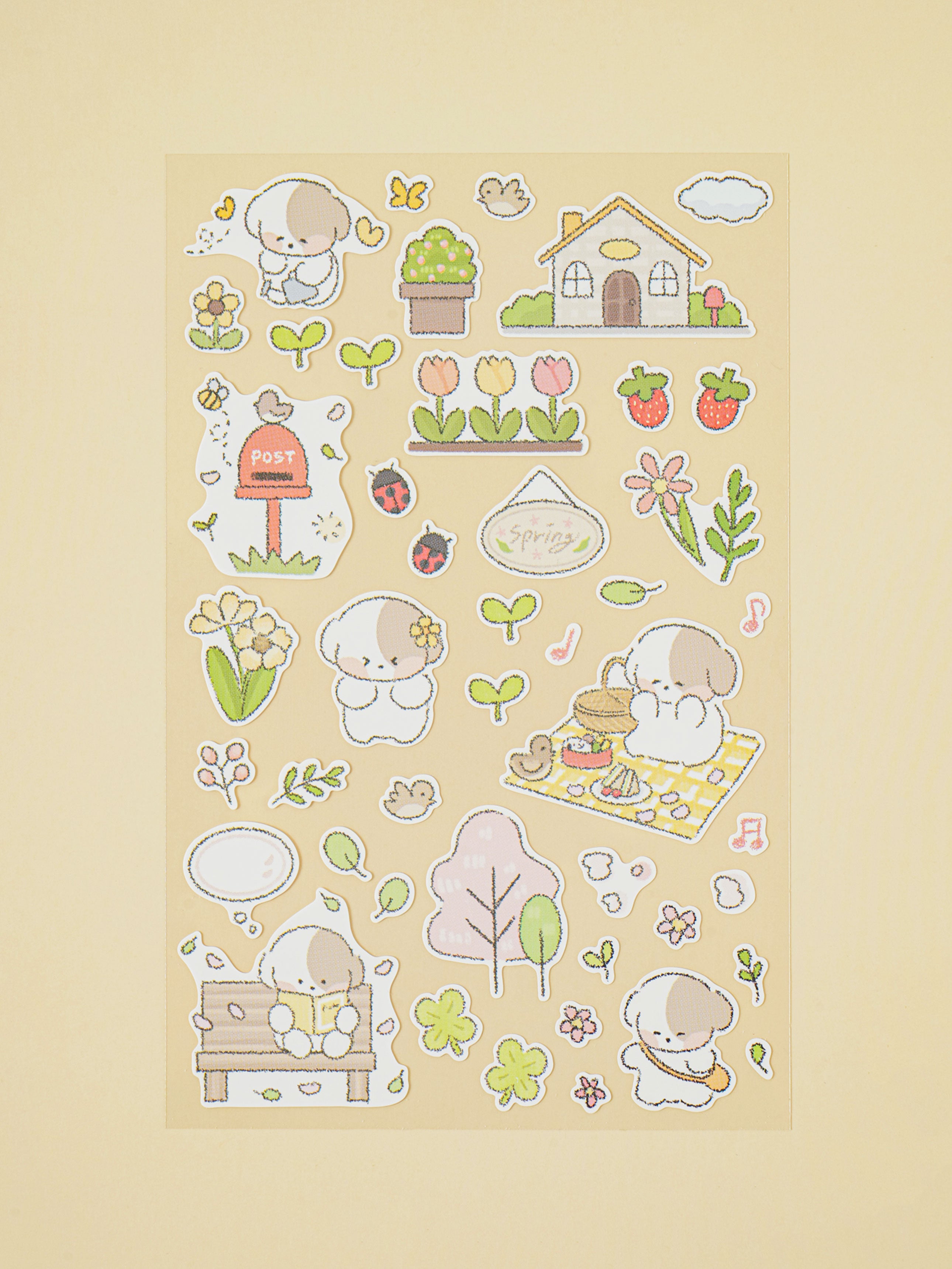 Four Seasons Puppy 4 Sheet Sticker Set by Daiso | Papertail Fox