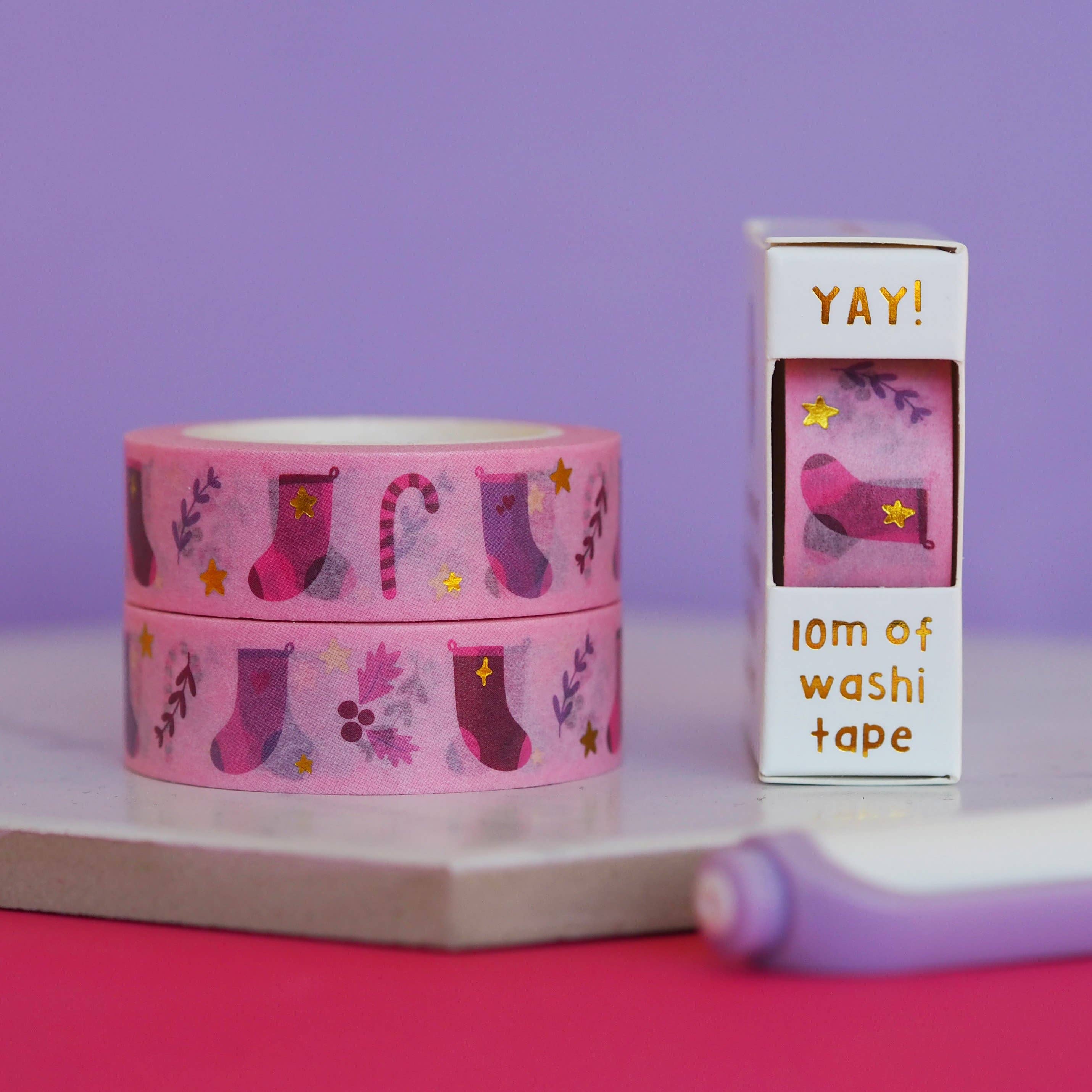 Christmas Stockings Gold Foil Washi Tape | Nutmeg and Arlo