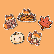 Autumn Foxes 5 Die Cut Sticker Set | Papertail Fox