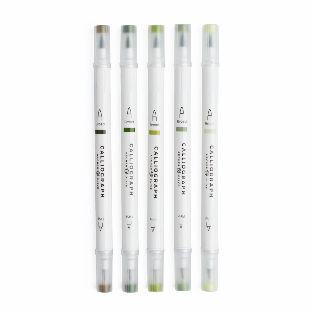 Leaf Green Hues Calliograph Set of 5 | Archer & Olive