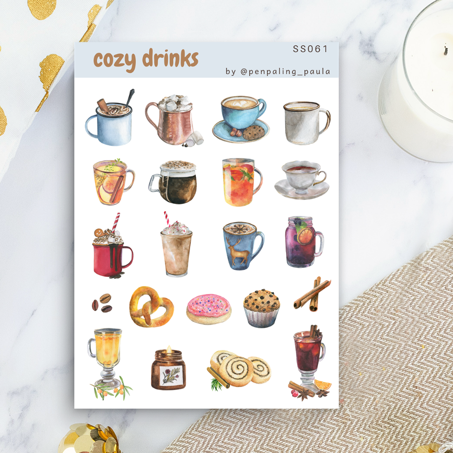 Cozy Drinks Sticker Sheet by Penpaling Paula | Papertail Fox