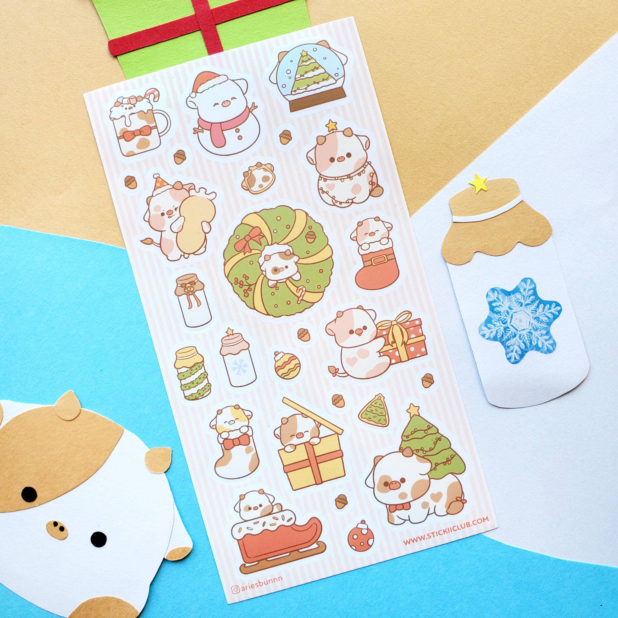 Merry Cowmas Sticker Sheet | Stickii