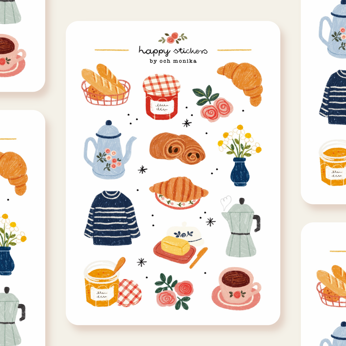 French Breakfast Sticker Sheet by Och Monika | Papertail Fox
