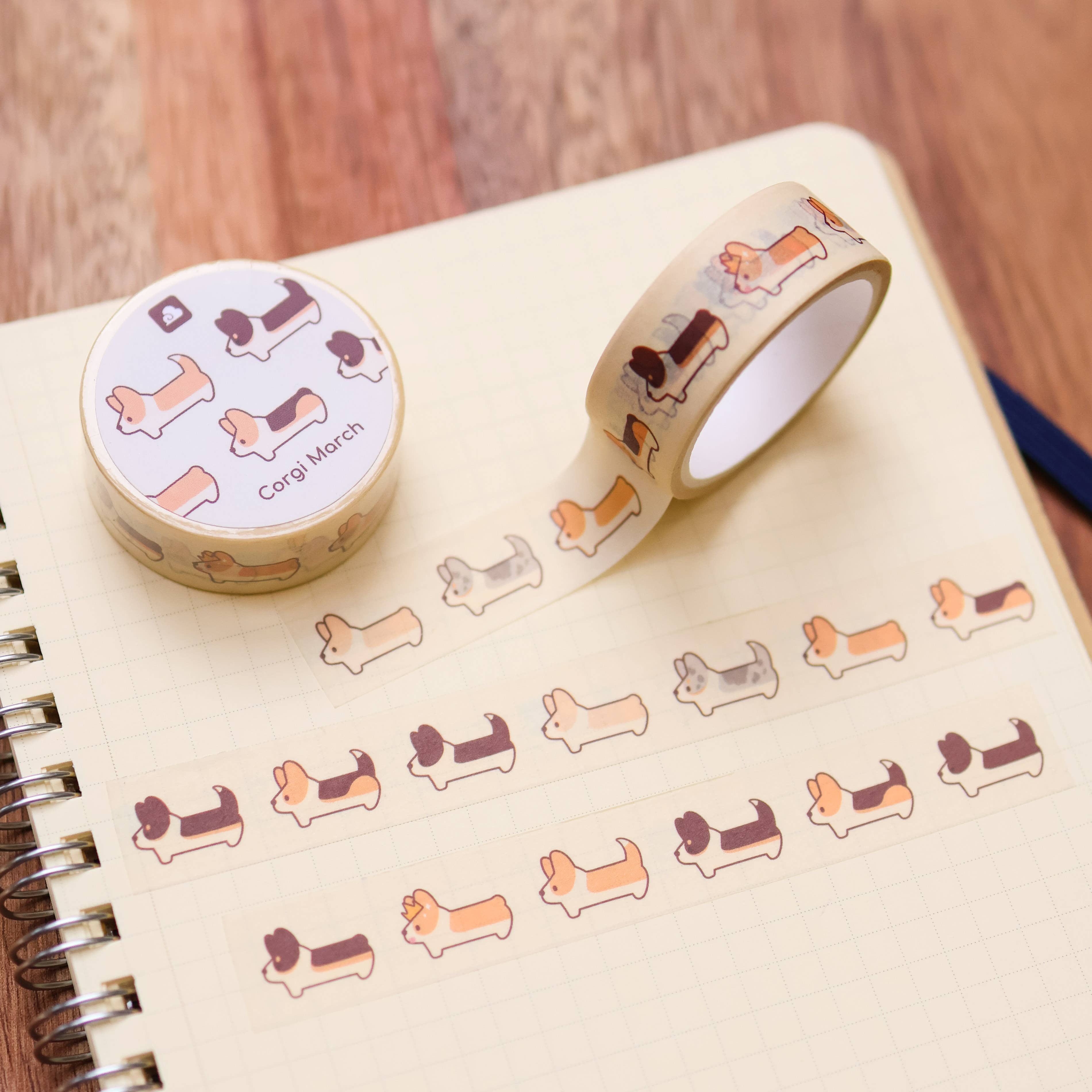 Thousand Skies Corgi March Washi Tape - 15mm Matte Finish