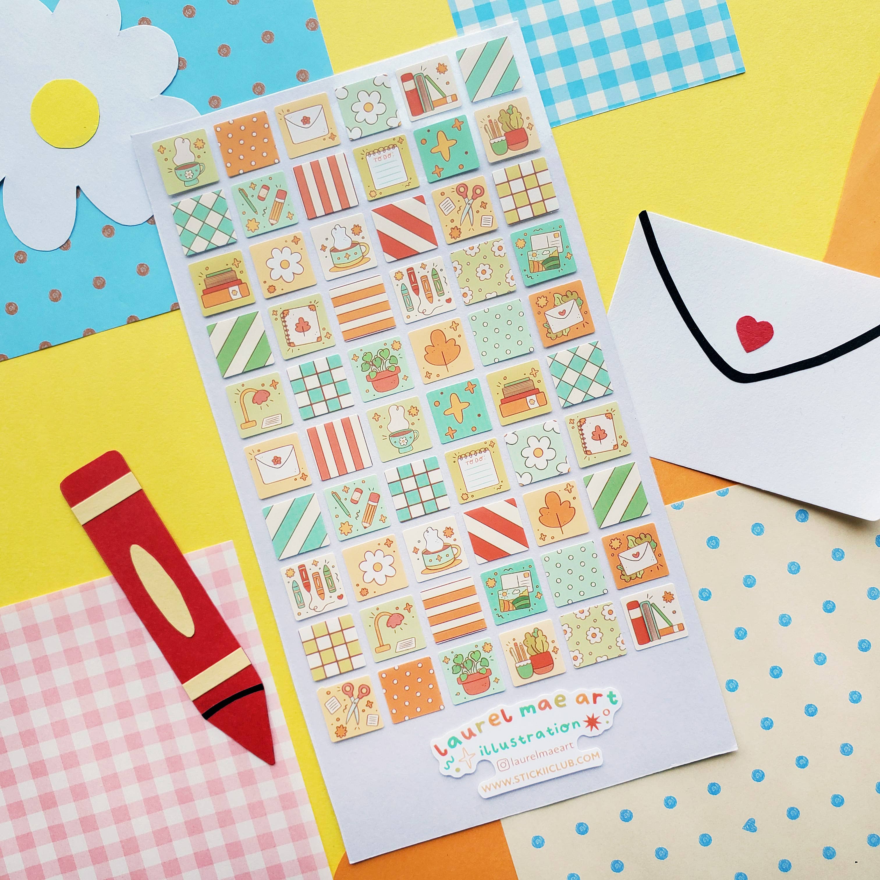 Cozy Desk Patchwork Sticker Sheet | Stickii