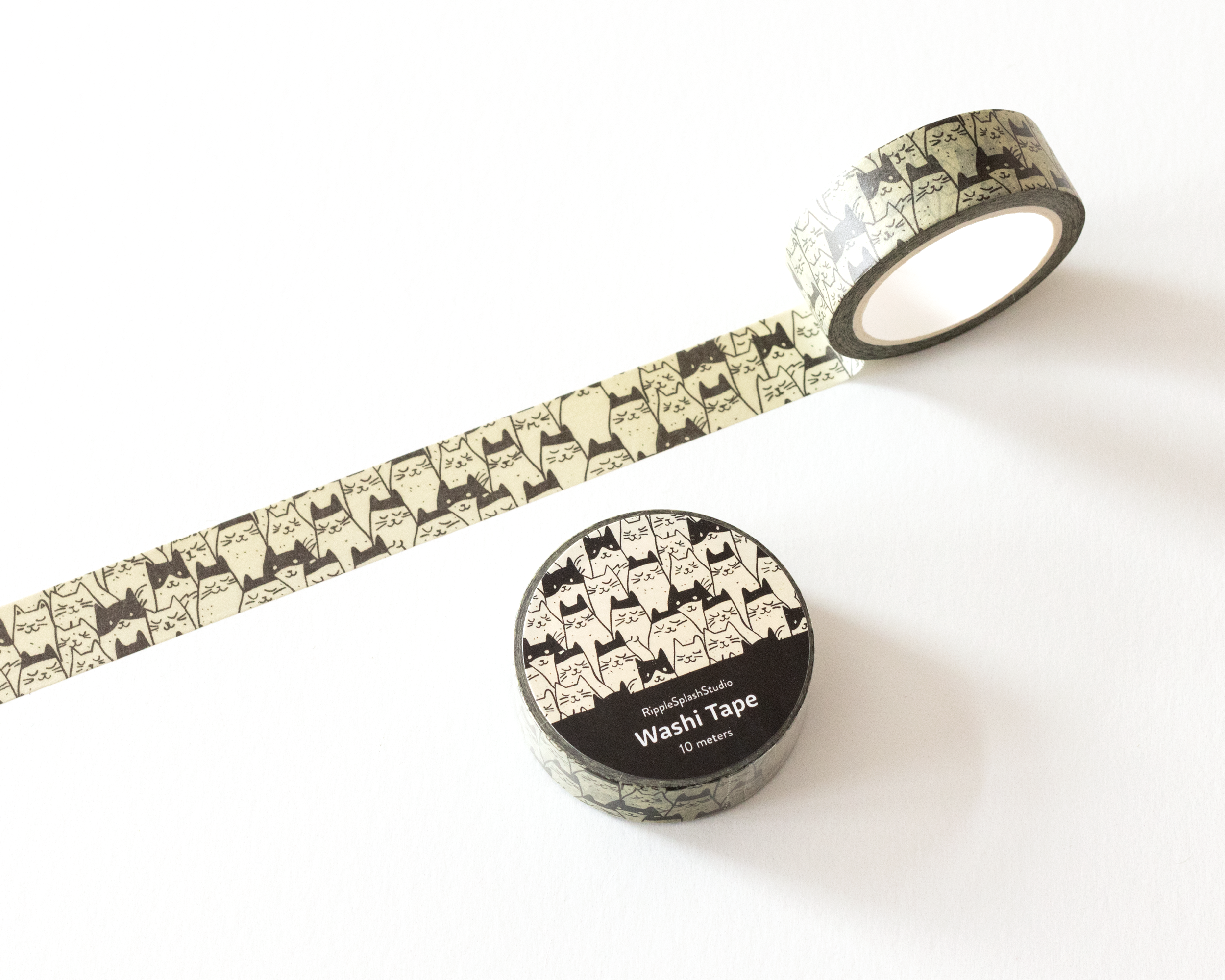 Minimal Cat Pattern Washi Tape by RippleSplash Studio | Papertail Fox