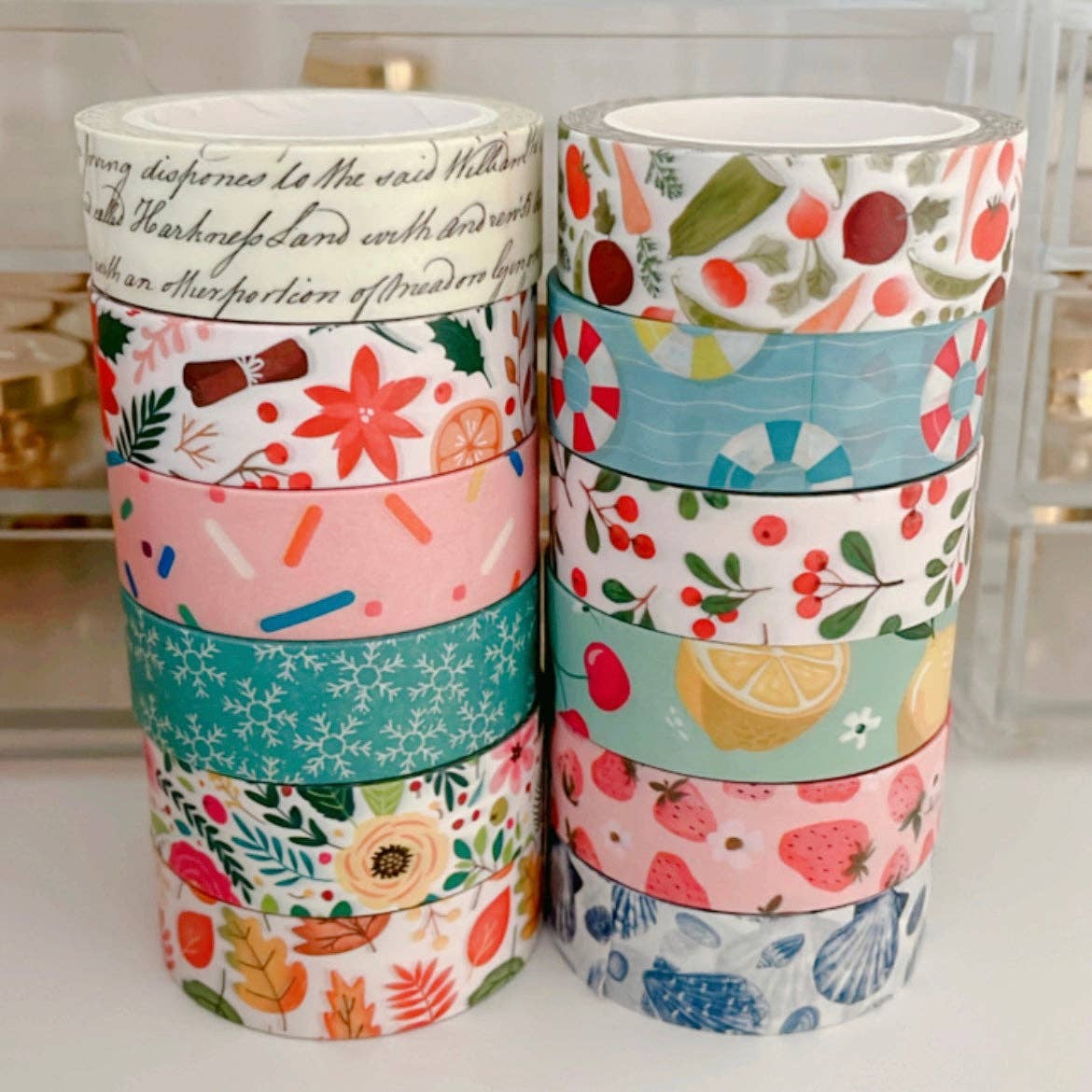 Penpaling Paula: Strawberries Washi Tape - Pink Fruit & Floral Cottagecore Pattern