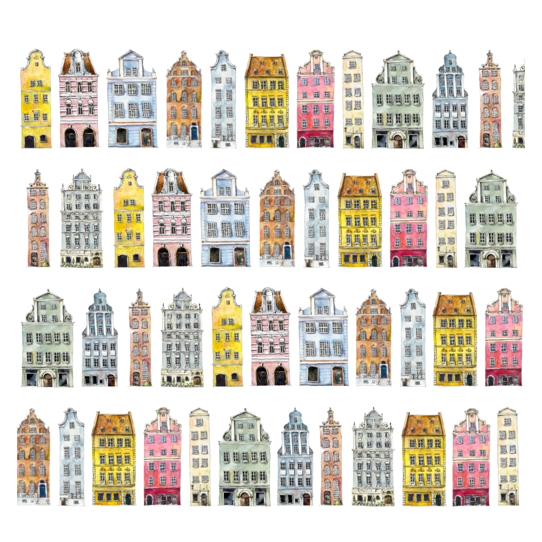 Amsterdam Houses Pre-Cut PET Tape | Penpaling Paula - Papertail Fox