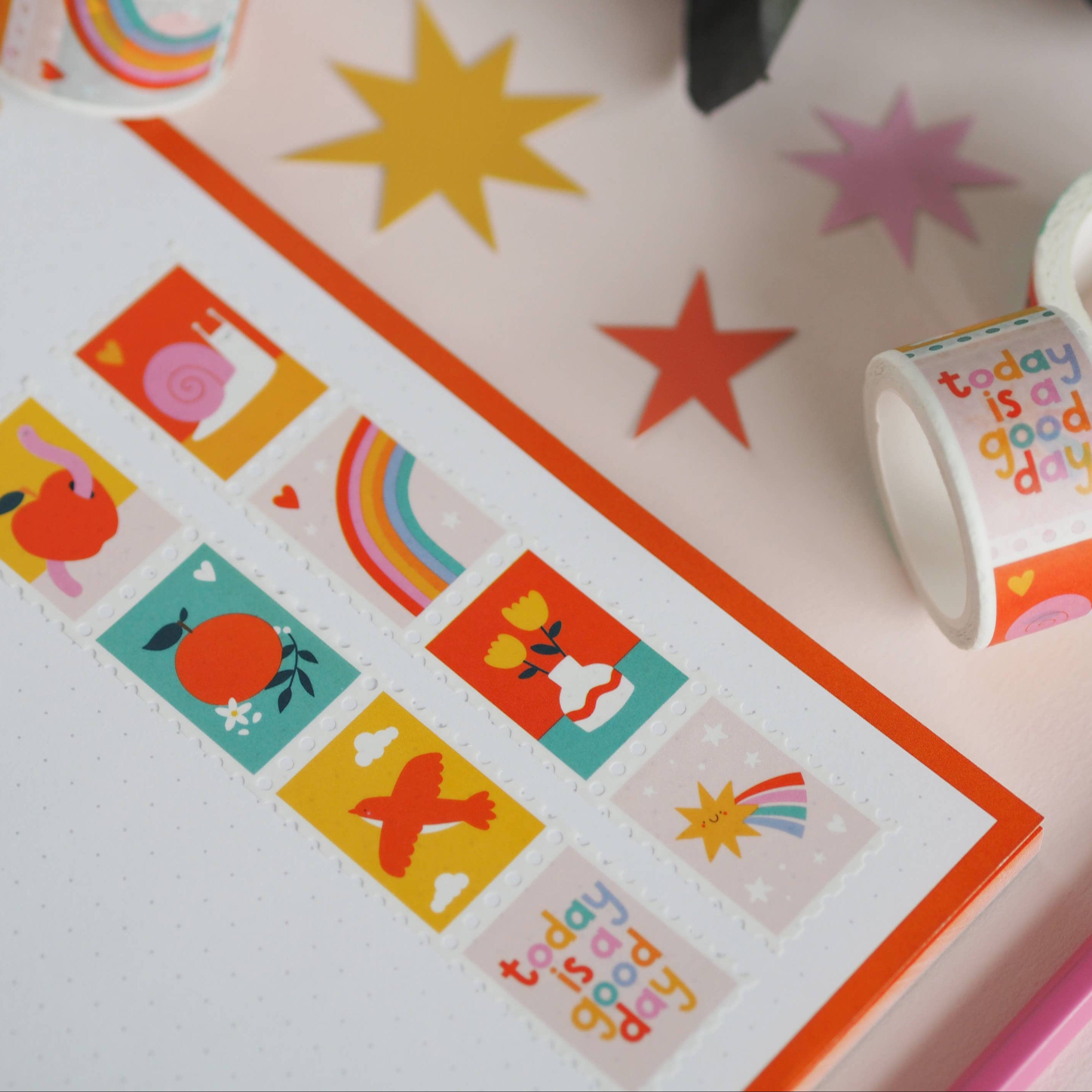 Cute Vibrant Postage Stamp Washi Tape by Nutmeg and Arlo | Papertail Fox