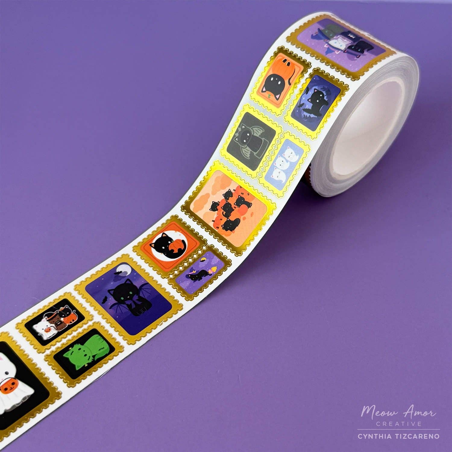 Halloween Cat Stamp Gold Foil Vinyl Tape
