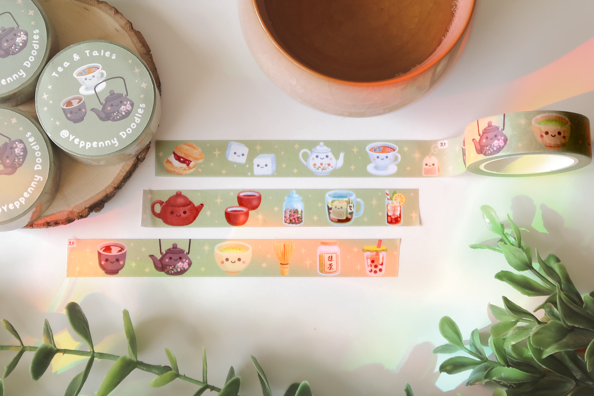 Teas & Tales Washi Tape by Yeppenny Doodles | Papertail Fox