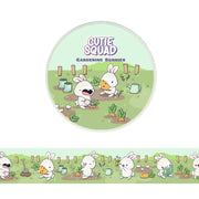 CutieSquad Gardening Bunnies washi tape featuring bunnies with watering cans gardening tools and carrots
