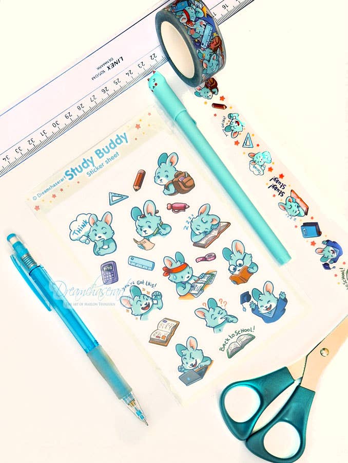 Study Buddy Clear Sticker Sheet by Dreamchaserart | Papertail Fox