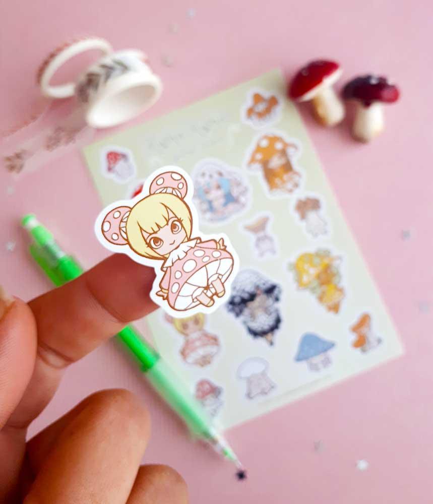 Cute Mushy Mushy Girls Sticker Sheet - Papertail Fox