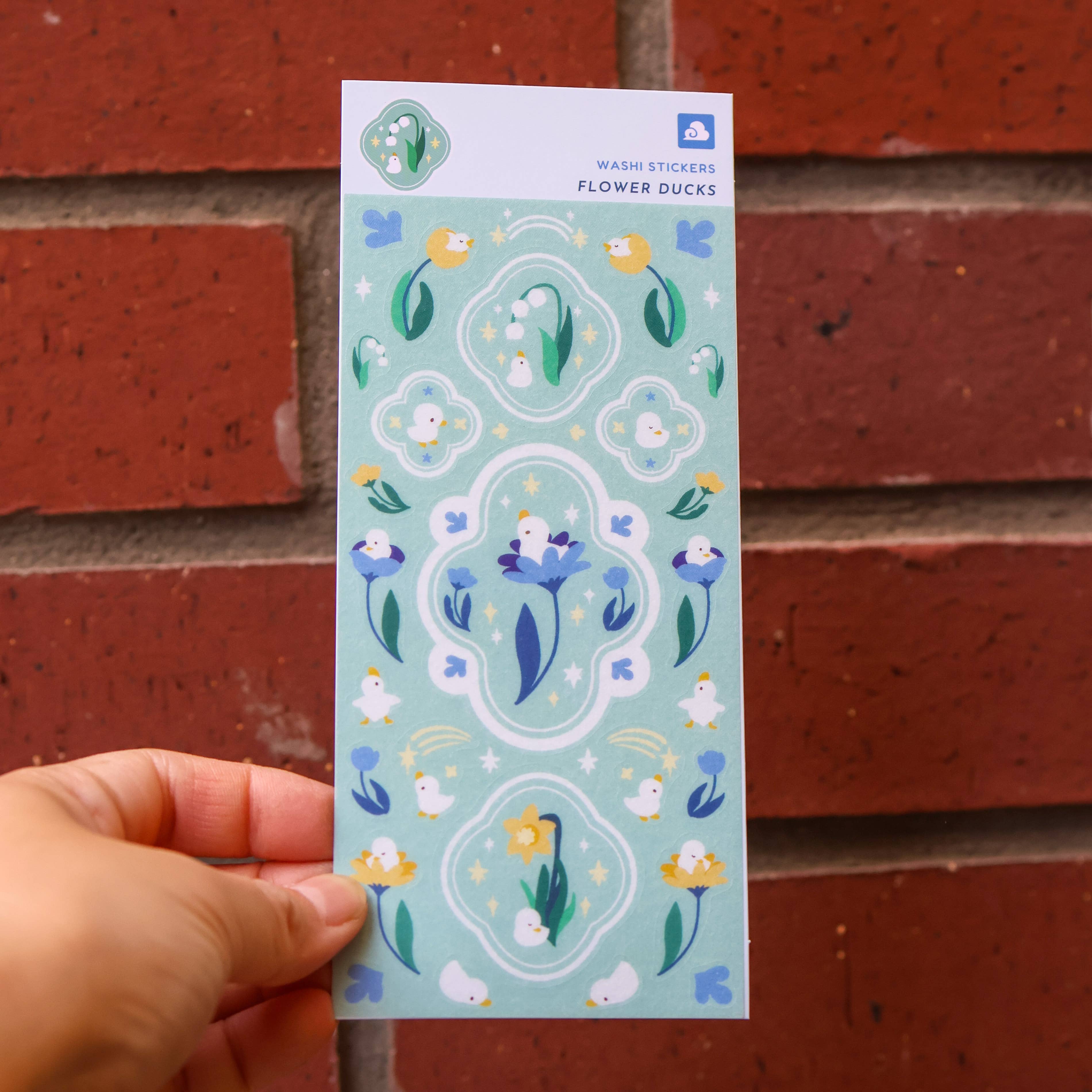 Sticker Sheet (Washi) - Flower Duck