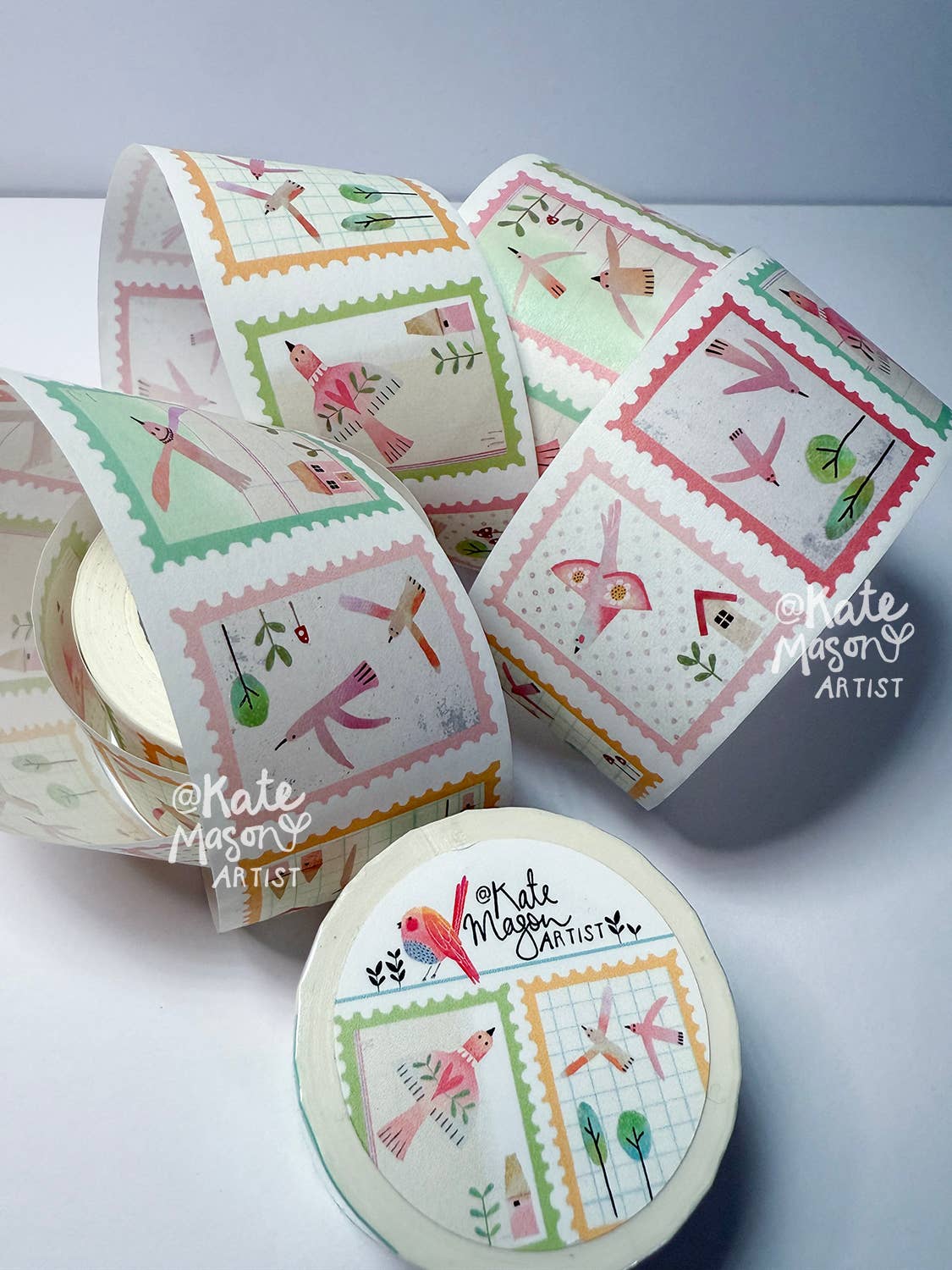 Stamp Birds Washi Tape, 40mm with Glossy Detail | Kate Mason Artist