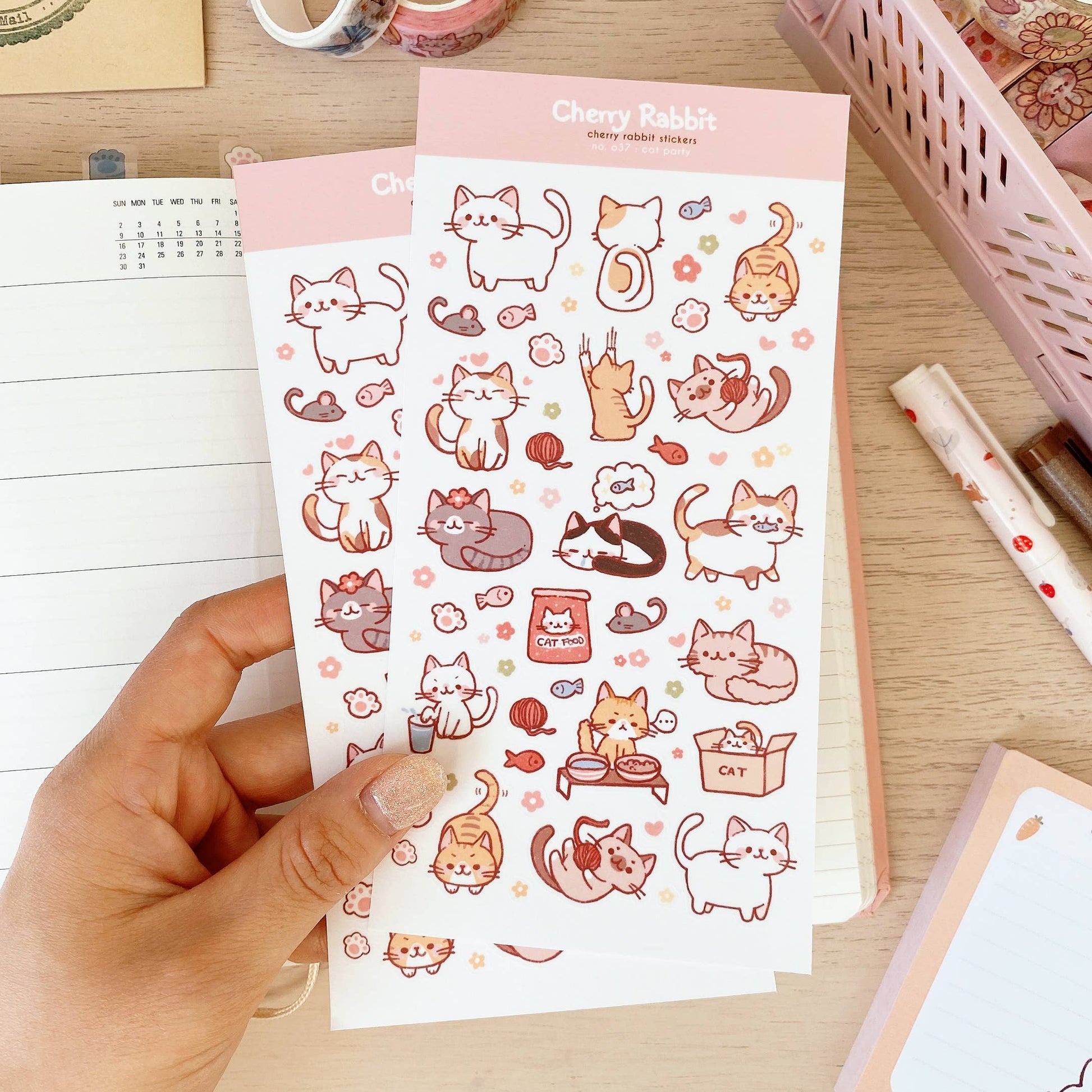 Cat Party Sticker Sheet no.037 by Cherry Rabbit | Papertail Fox