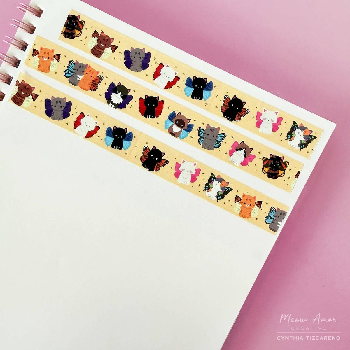 Butterfly Cat Gold Foil Washi Tape | Meow Amor Creative