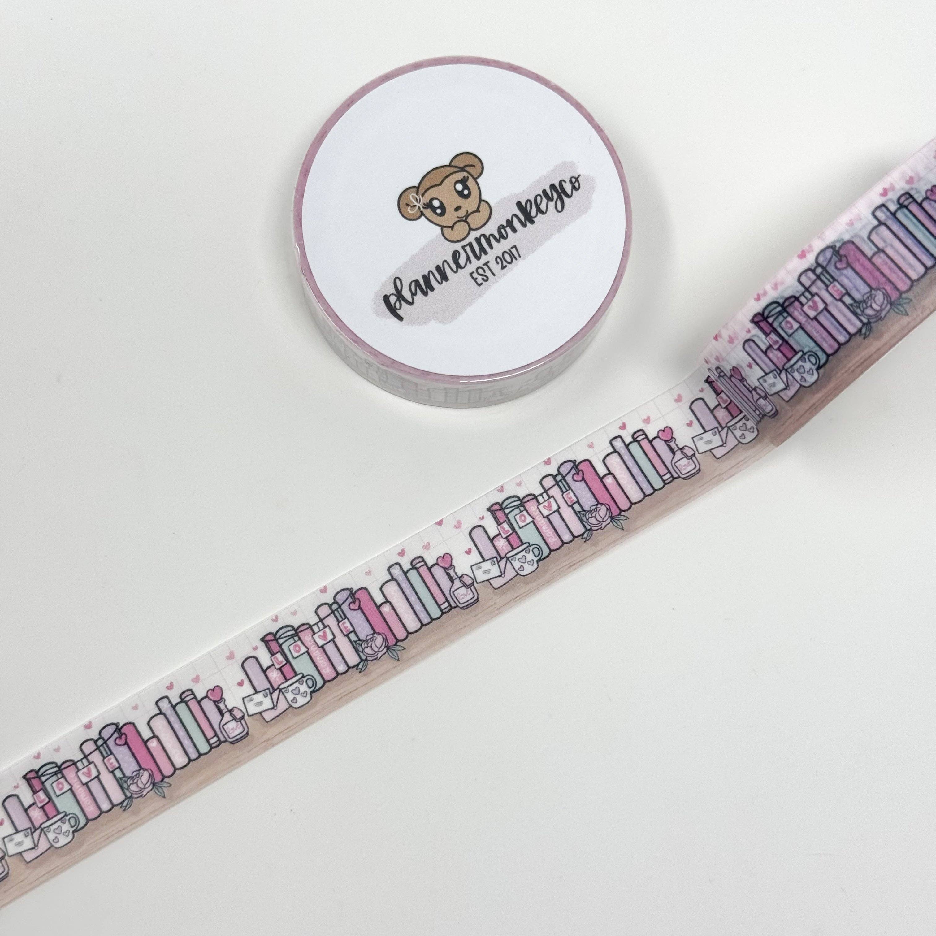 Bookshelf 12.0 Be Mine Bookish Washi Tape | Planner Monkey Co