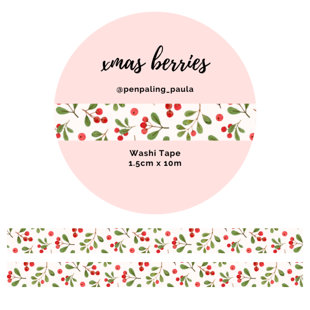 Xmas Berries Washi Tape by Penpaling Paula | Papertail Fox
