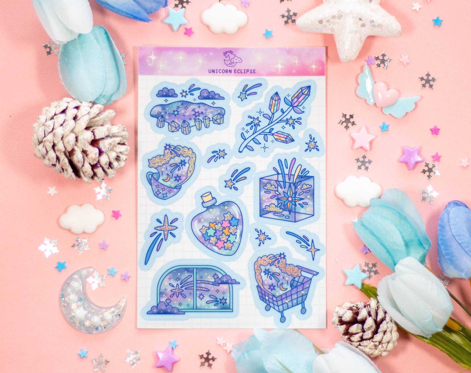 Celestial Galaxy Holographic Sticker Sheet