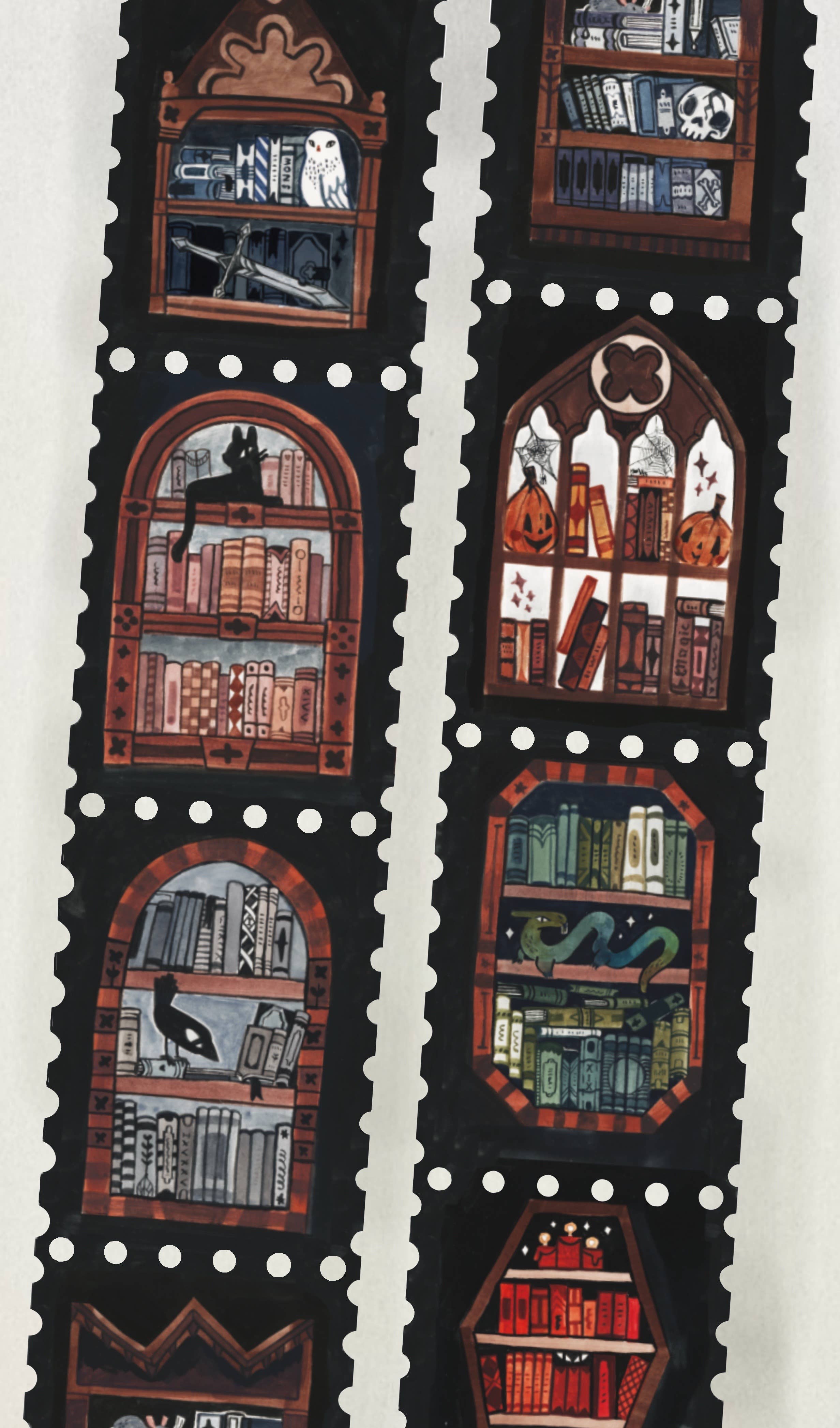 Magical Bookshelf Stamp Washi Tape / Dark Academia / Bookish
