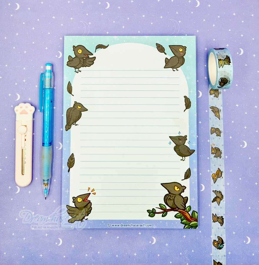 Freddy the crow memo block double sided – A5 Letter Paper