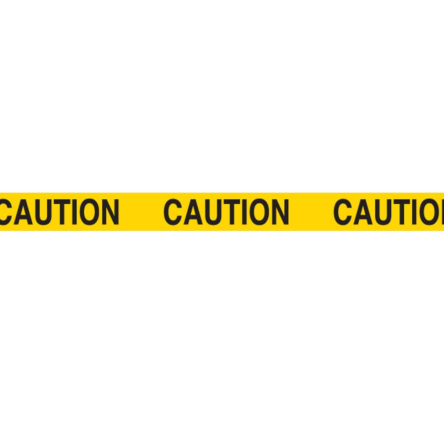 PLUS Deco Rush Tape in Caution design showing repeating yellow caution tape stripes