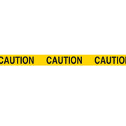PLUS Deco Rush Tape in Caution design showing repeating yellow caution tape stripes